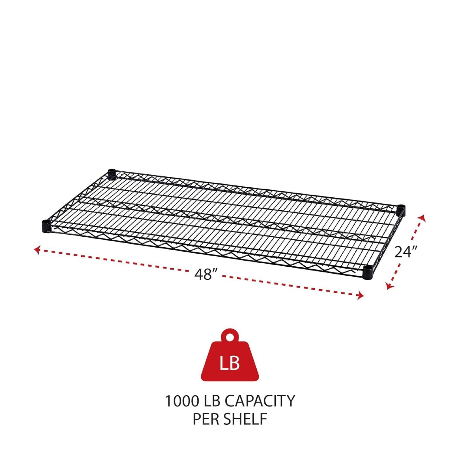 Alera® Two-Shelve 48" W x 24" D Wire Shelving Extra Shelves in Black