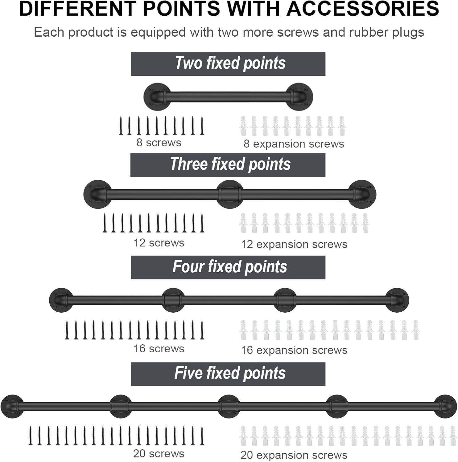 4FT Industrial Stair Railing Wall Mount Staircase Handrail φ1.3" Pipe Hand Rail for Steps Grab Bar Foot Rail Vintage Pipe Railing Black Deck Handrail for Outdoor Indoor Stairs Porch