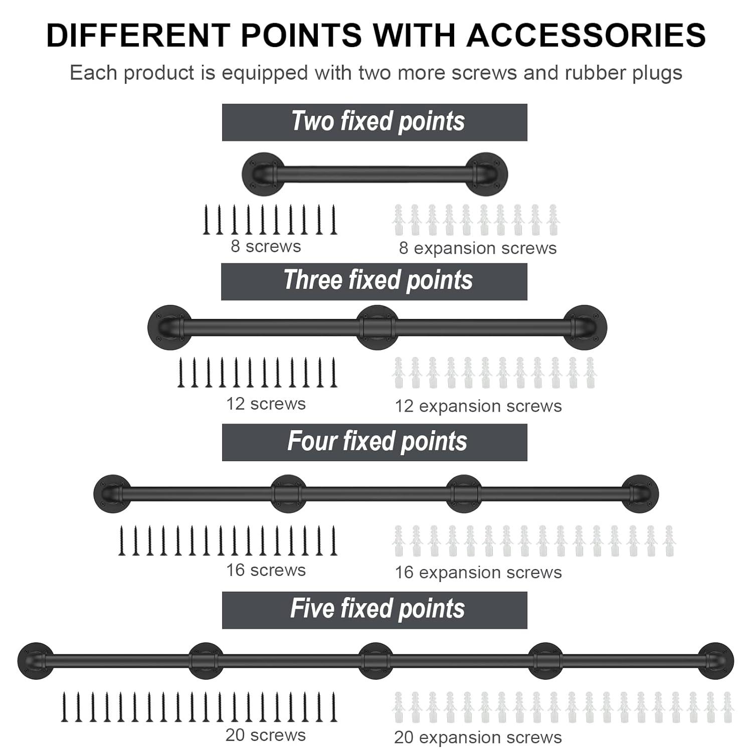 4FT Industrial Stair Railing Wall Mount Staircase Handrail φ1.3" Pipe Hand Rail for Steps Grab Bar Foot Rail Vintage Pipe Railing Black Deck Handrail for Outdoor Indoor Stairs Porch