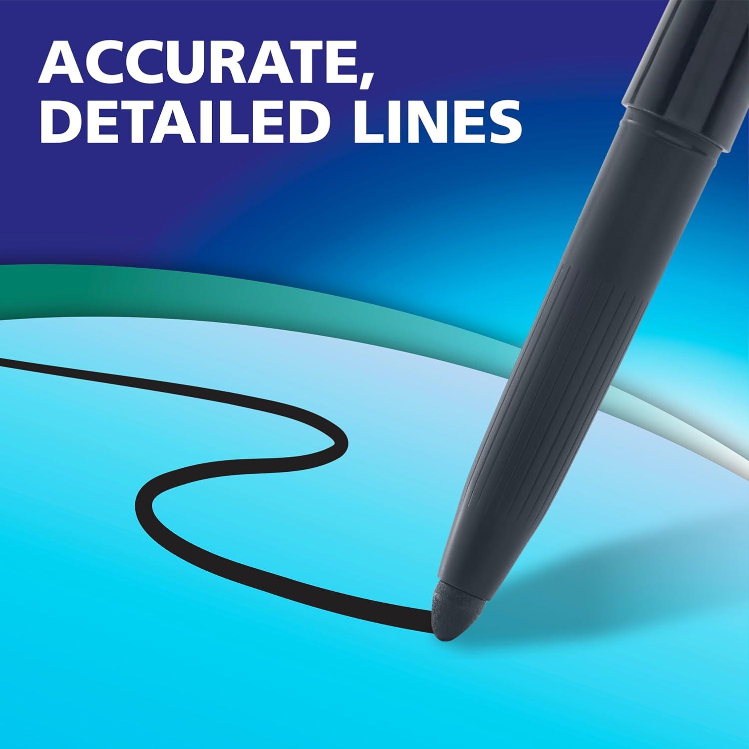 EXPO Wet Erase Markers, Semi-Permanent Markers, Black, Fine Tip, 12 Count