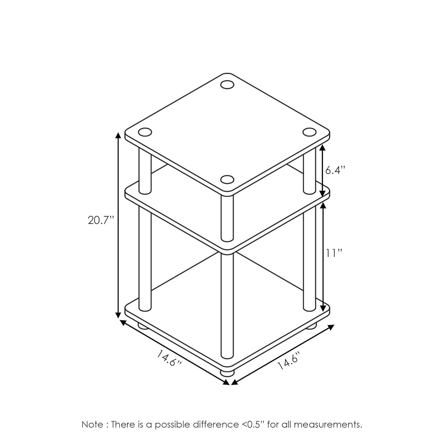 3-Tier Easy Assembly Multipurpose Shelf Dispaly Open Shelves Sofa Side End Table Nightstand for Living Room&Bedroom,Blackwood