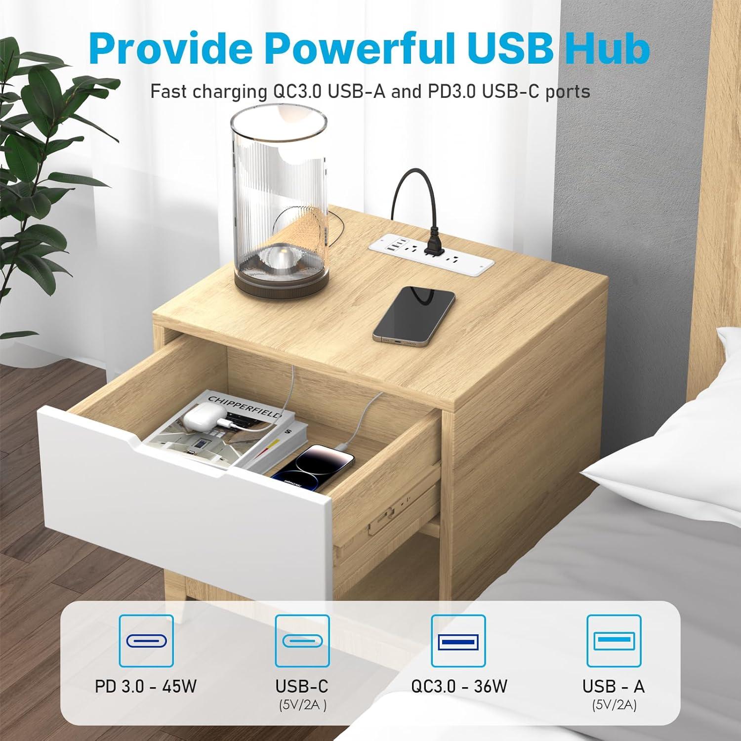 CCCEI 6 Outlets Dual Side Recessed Power Strip with USB C Ports, Furniture Flush Mount, Under Desk, Desk Top Multiple Outlets, Hidden Charging Station for Conference Table, Nightstand, White. 6FT.