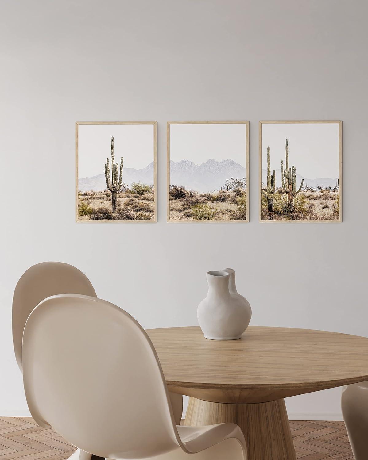 Desert Landscape Cactus Prints in Black Frames