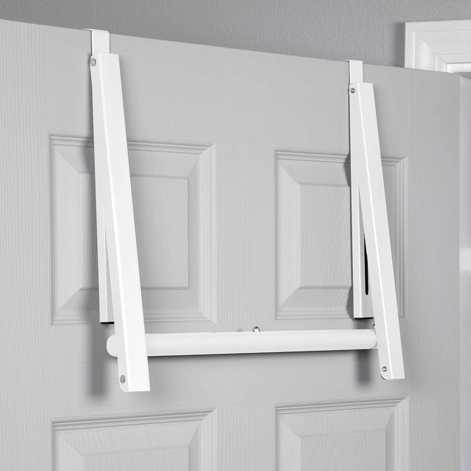 White Foldable Over-the-Door Hanging Rack with Hooks