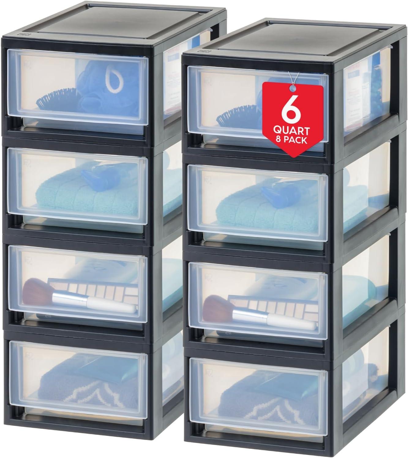 IRIS USA Stackable Modular Plastic Storage Drawers