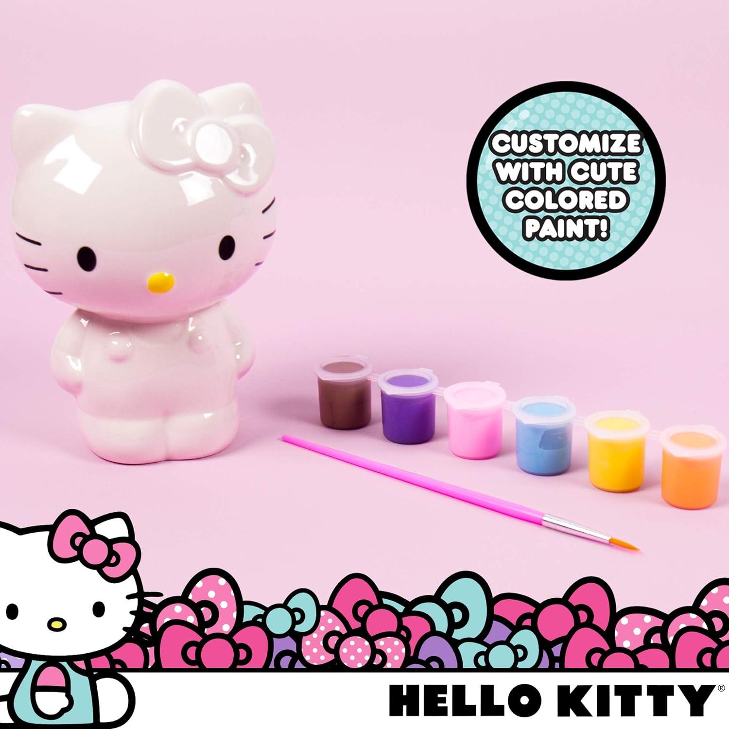 Horizon Group USA Hello Kitty Paint Your Own Piggy Bank, DIY Coin Bank for Kids, Multicolor C8