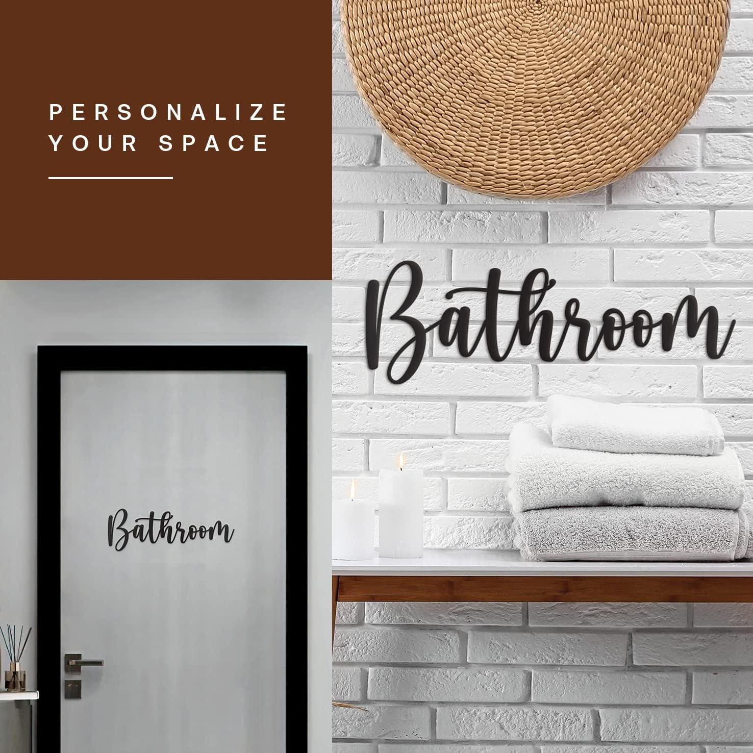 Vivegate Bathroom Letter Sign Wall Decor Metal Art - 16"x6" Farmhouse Bathroom Signs For Door Metal Cut Out Bathroom Signs Wall Decor From Durable Powder-coated Metal, Perfect For Home Farmhouse