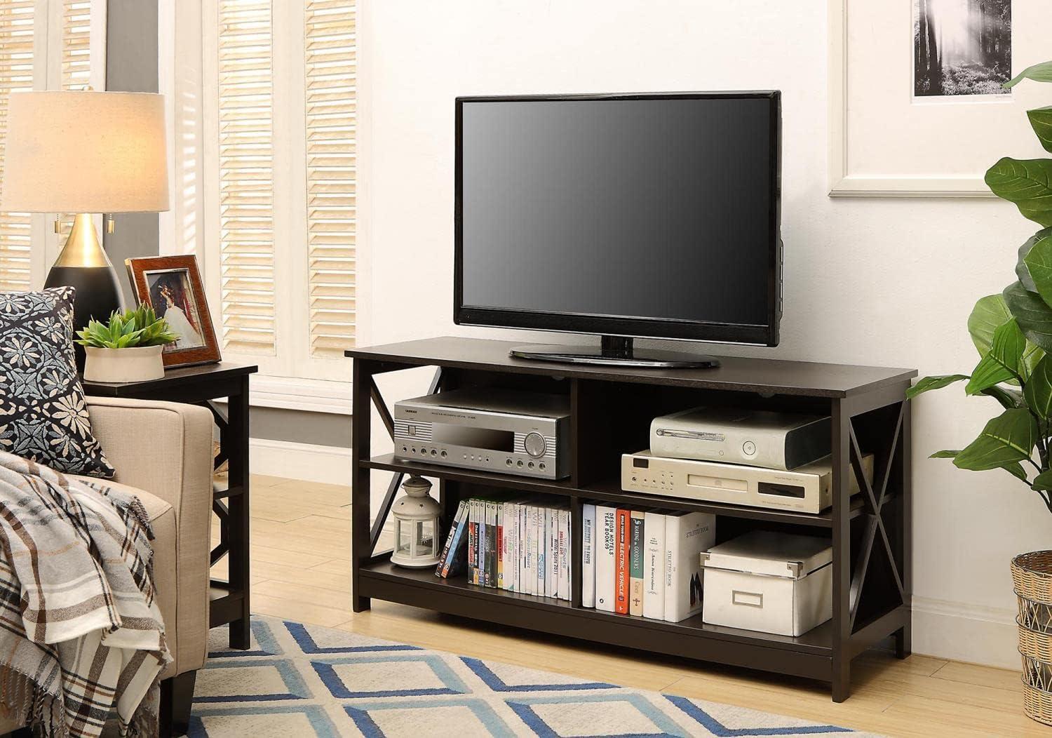 Espresso Brown MDF Open Shelf TV Stand