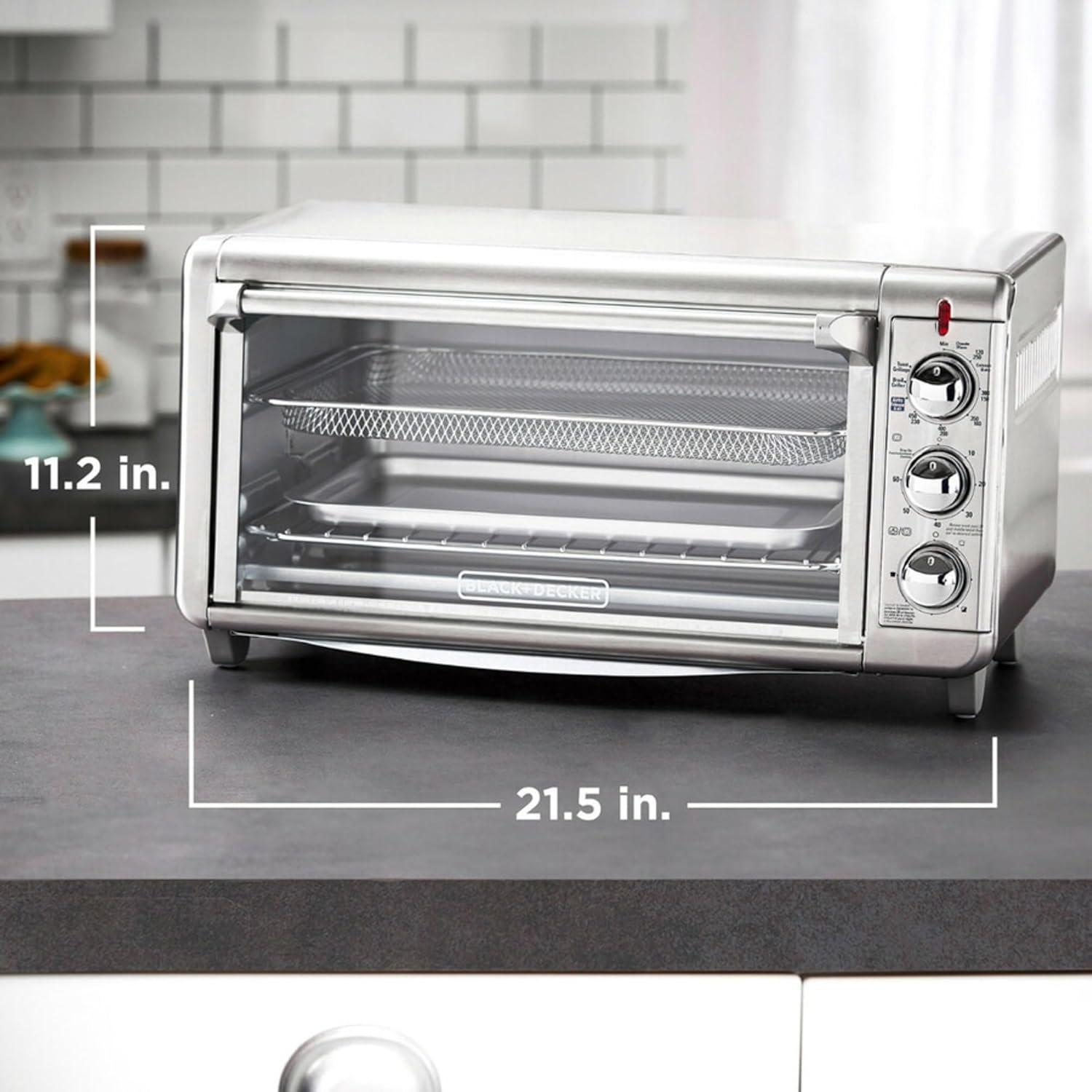 BLACK+DECKER Extra Wide Crisp ‘N Bake Air Fry Toaster Oven, Silver, TO3265XSSD