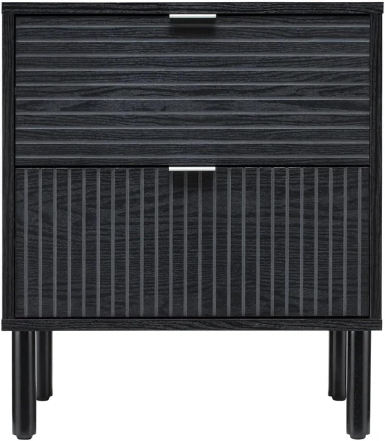 Sango Sango Merk 2-Drawer Solid Wood Nightstand, Drawers With Horizontal & Vertical Grooves