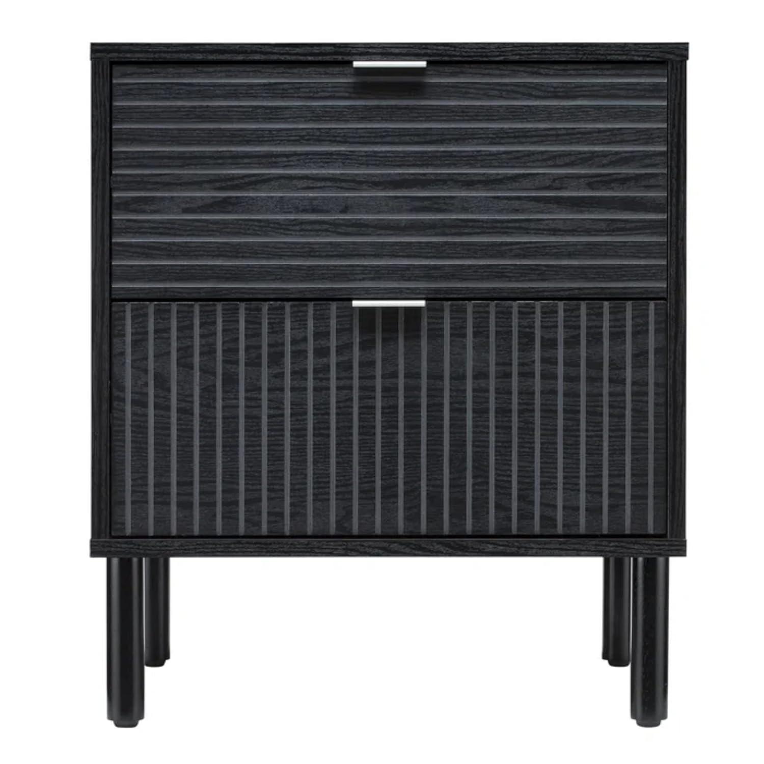 Sango Sango Merk 2-Drawer Solid Wood Nightstand, Drawers With Horizontal & Vertical Grooves