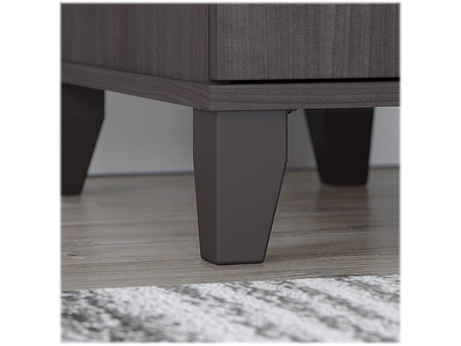 Somerset 72W Office Desk with Drawers and Hutch in Storm Gray - Engineered Wood