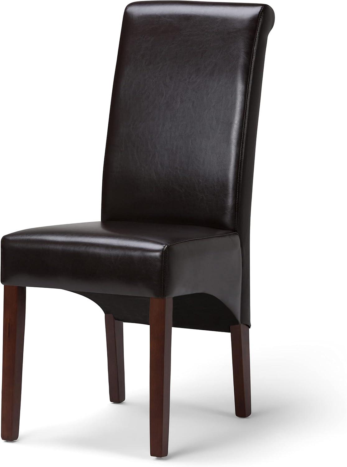 Simpli Home Avalon Transitional Deluxe Parson Dining Chair (Set of 2) in Tanners Brown Faux Leather