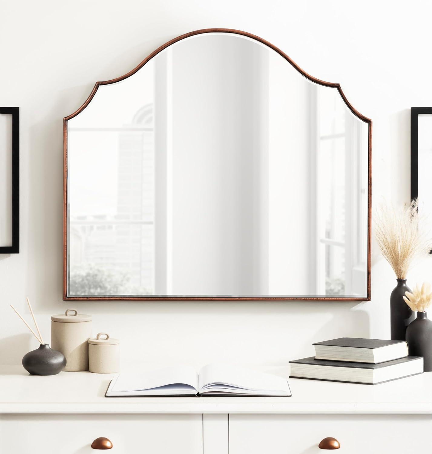 Kate & Laurel All Things Decor 28"x32" Leanna Framed Arch Wall Mirror Bronze