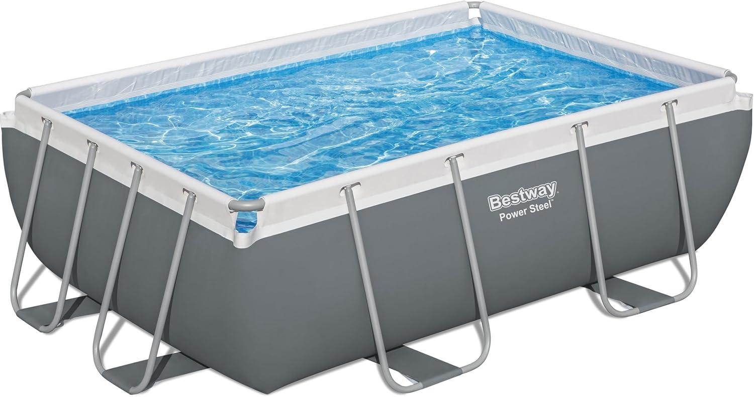 Bestway Power Steel Rectangular Above Ground Pool Set with Pump and Filter