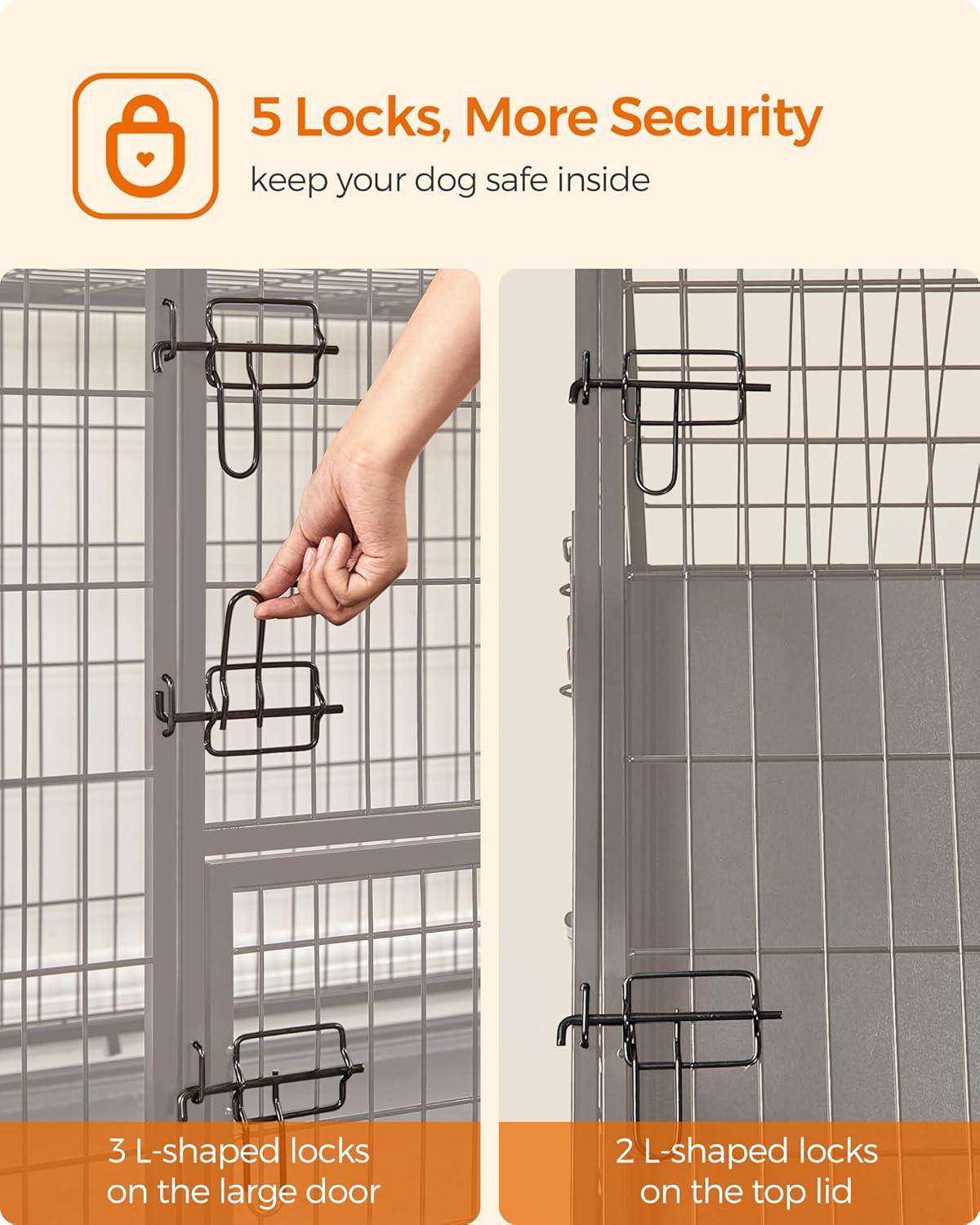 Extra Large Black Heavy-Duty Metal Dog Crate with Removable Tray