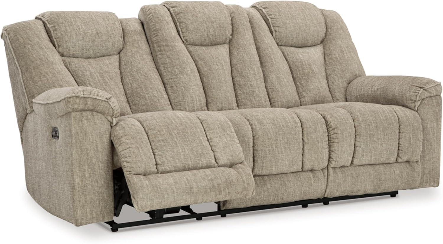 Gray Fabric Power Reclining Sofa with Pillow-top Arm