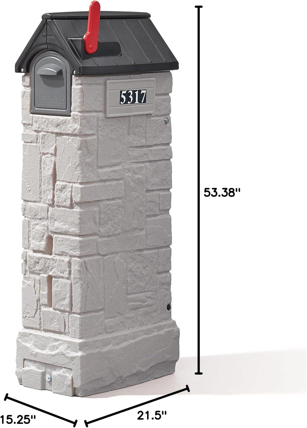 Stone Gray Lockable Plastic Column Mailbox with Post Mount