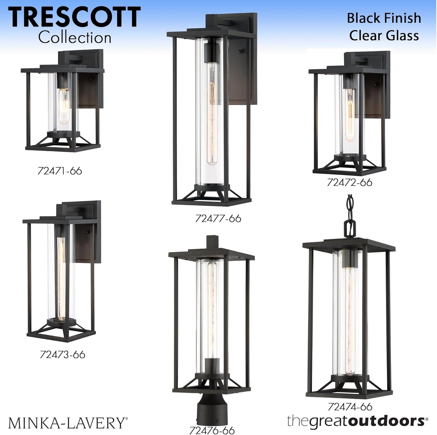 Trescott Contemporary Black Outdoor Wall Lantern with Clear Glass