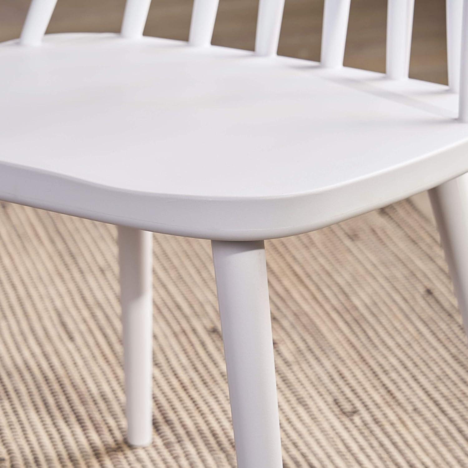 White Polypropylene Spindle Back Dining Chairs, Set of 2