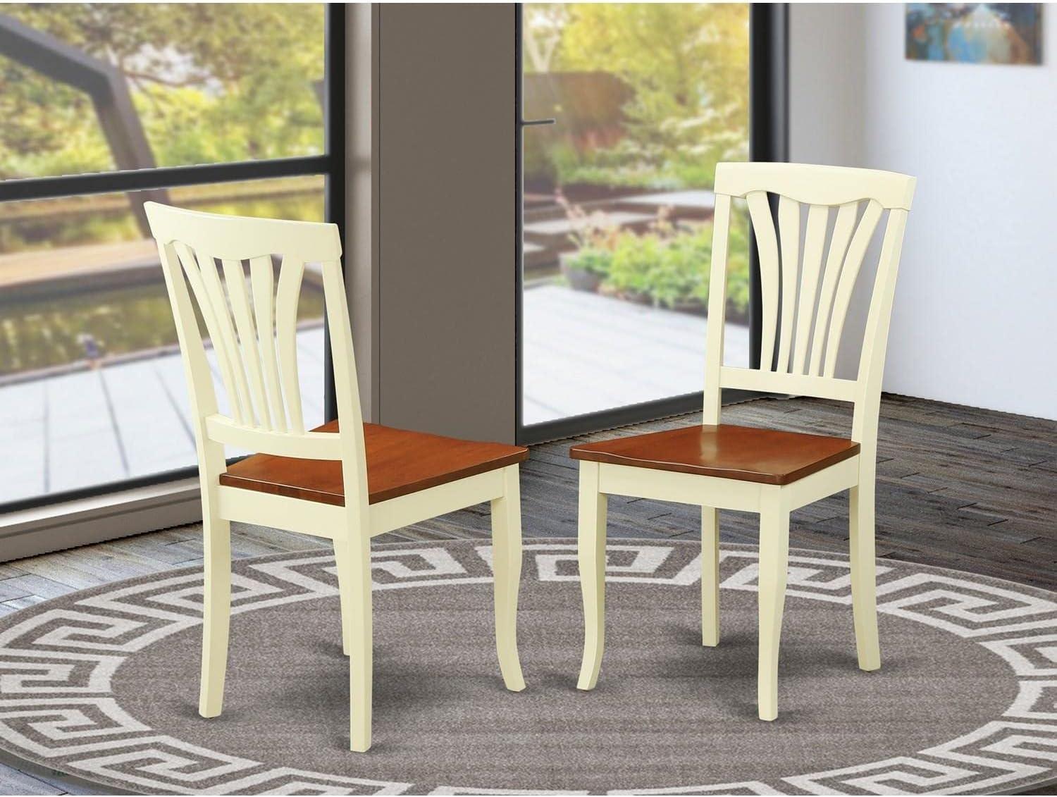 Avon Cream & Cherry Solid Wood Slat-Back Dining Chair, Set of 2
