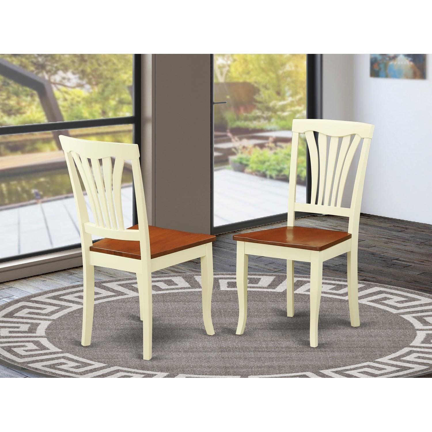 Avon Cream & Cherry Solid Wood Slat-Back Dining Chair, Set of 2