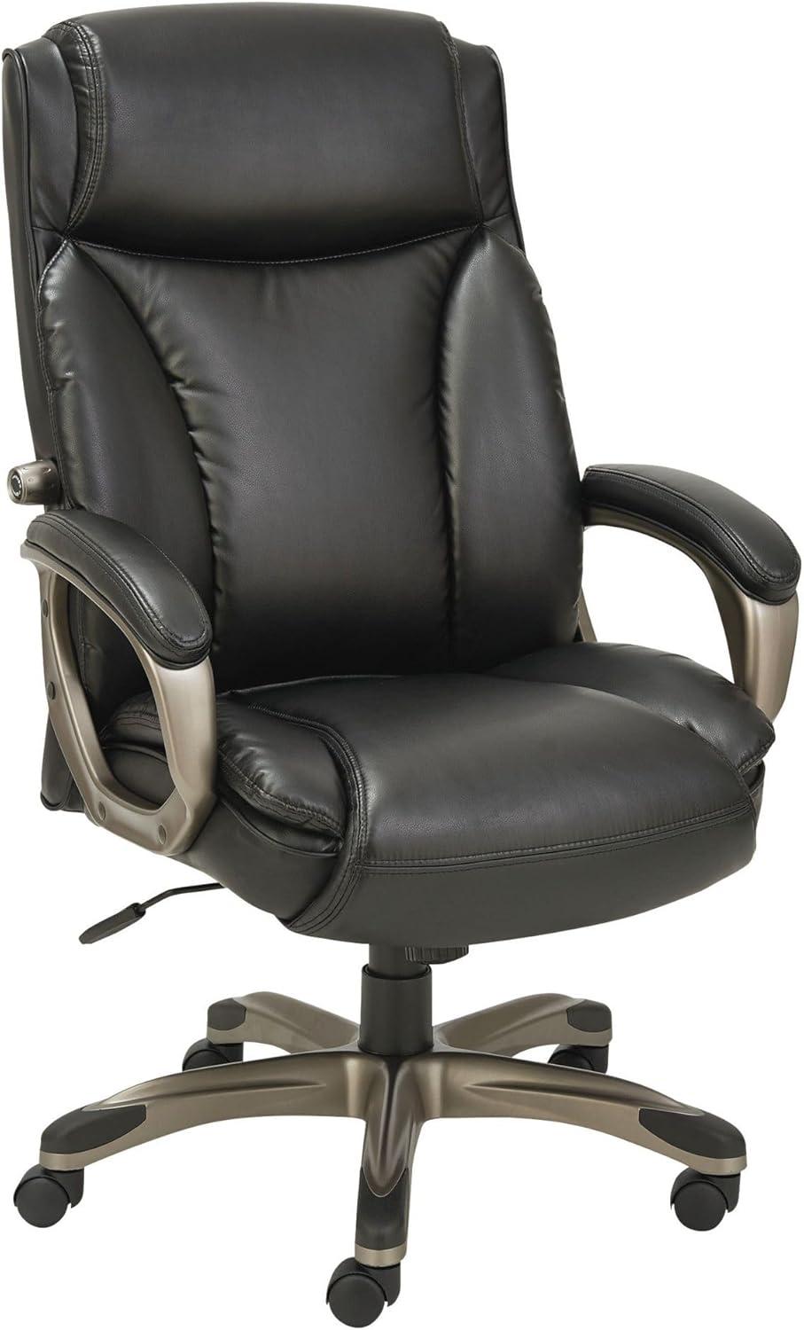 Black High Back Executive Leather Office Chair with Plastic Base