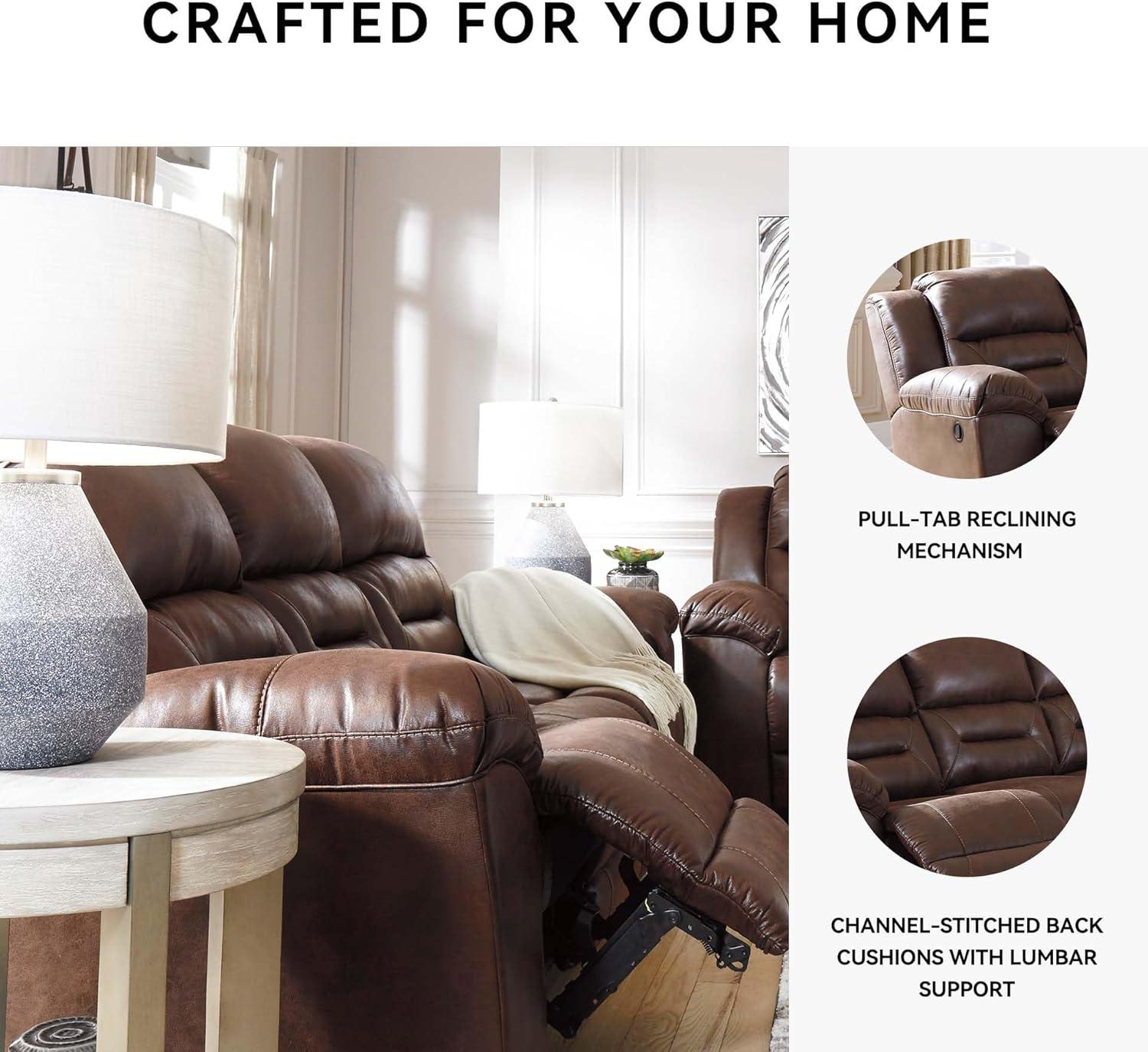 Signature Design by Ashley Stoneland Reclining Sofa in Chocolate