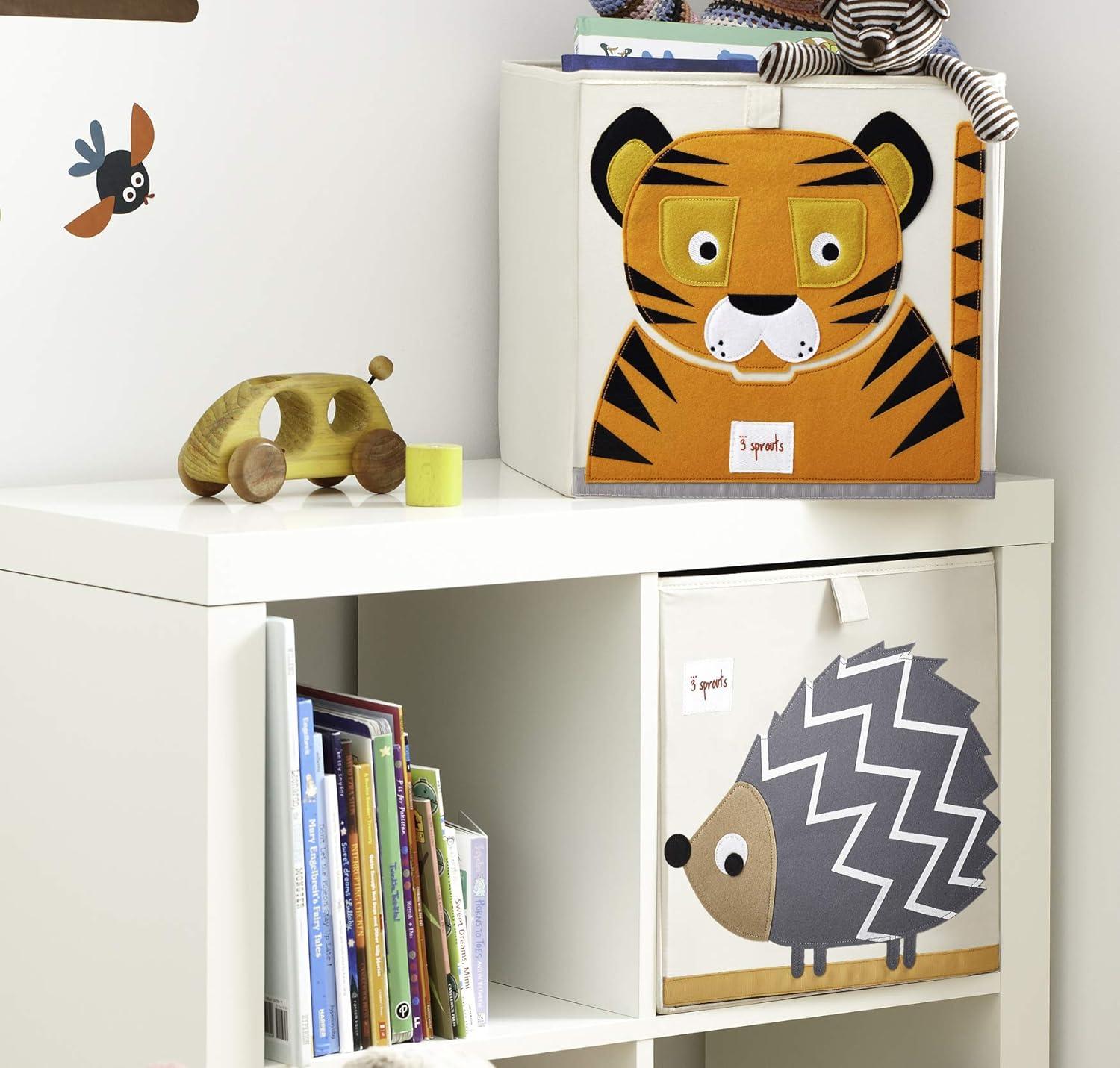 Hedgehog Gray and Beige Foldable Fabric Storage Cube