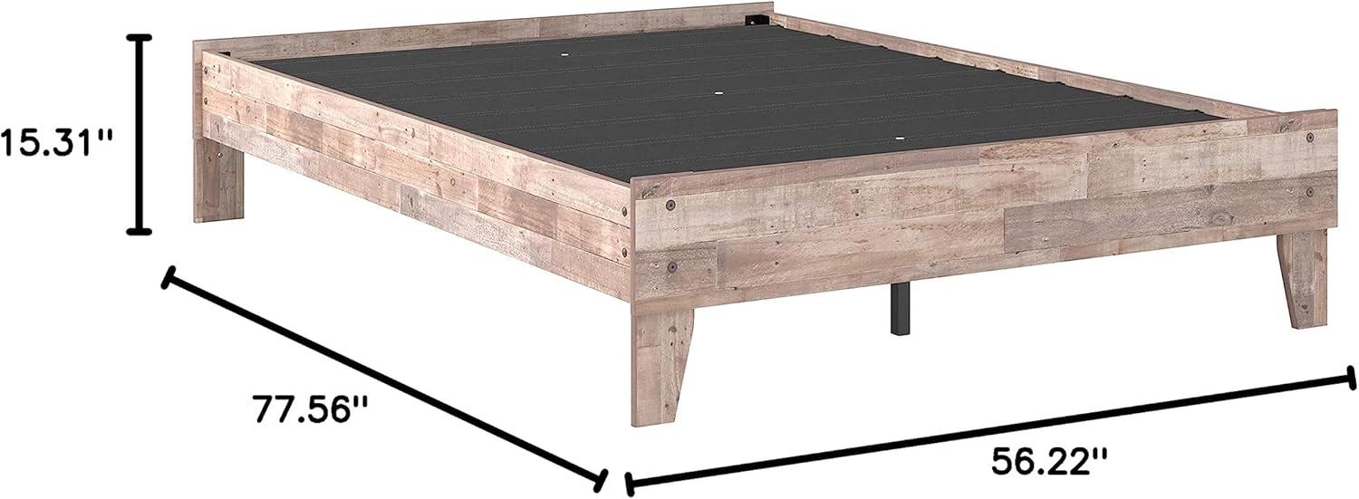 Full Neillsville Platform Bed Whitewash - Signature Design by Ashley: Wood Frame, No Box Spring Needed