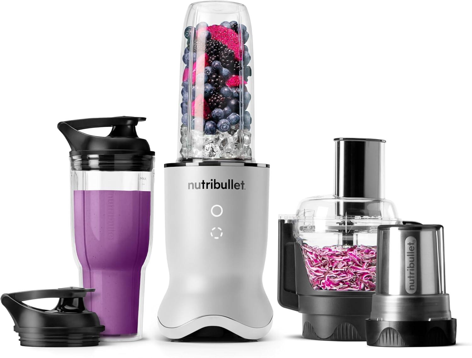 Pearl White Compact Kitchen System with Blender, Food Processor, and Grinder