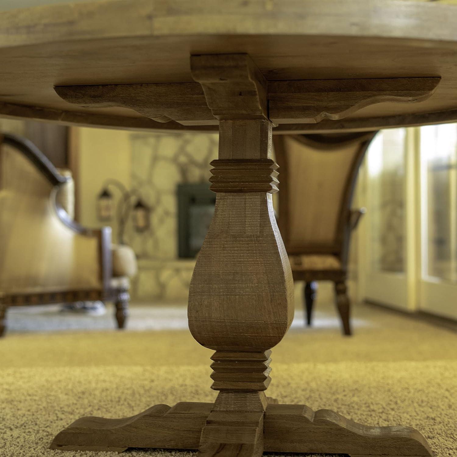 54 wide Round Dining Table in Natural wood finish