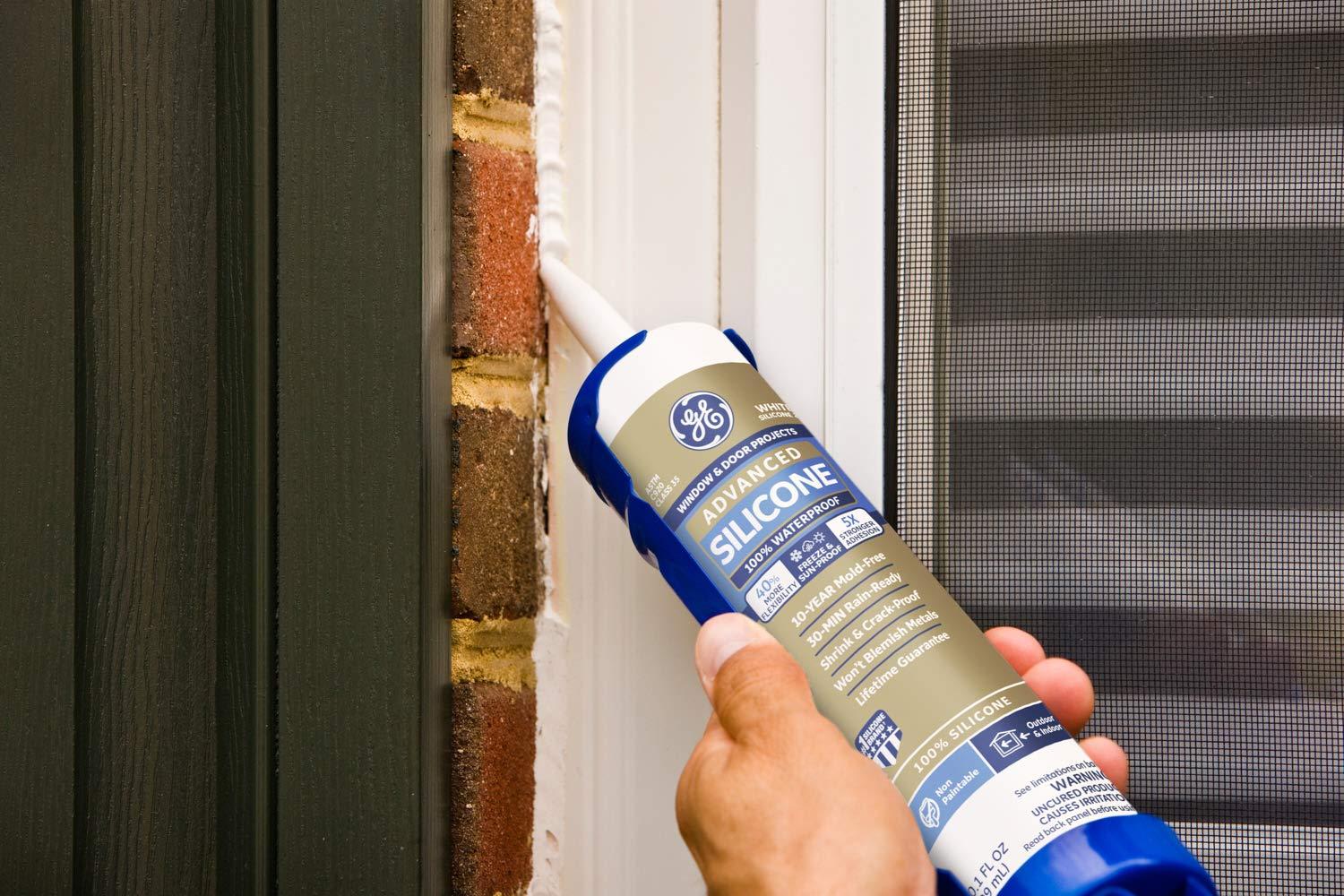 GE Advanced Silicone 2 Windows, Doors, Exteriors 10.1-oz Window door Light Gray Silicone Caulk