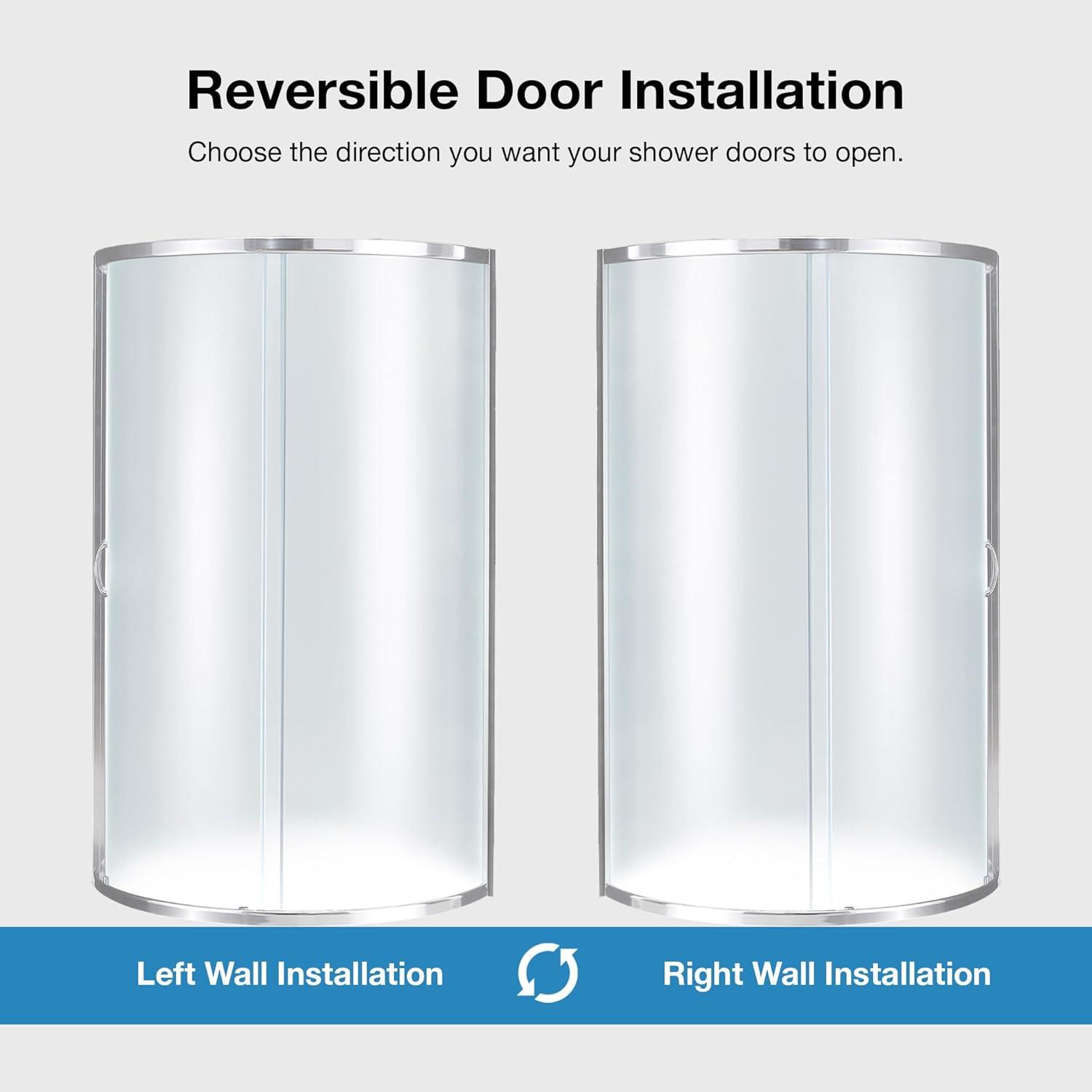 Ove Decors Breeze 34 in x 34 in x 77 in H Curved Corner Shower with Frosted Glass & Shower Base and Chrome Hardware