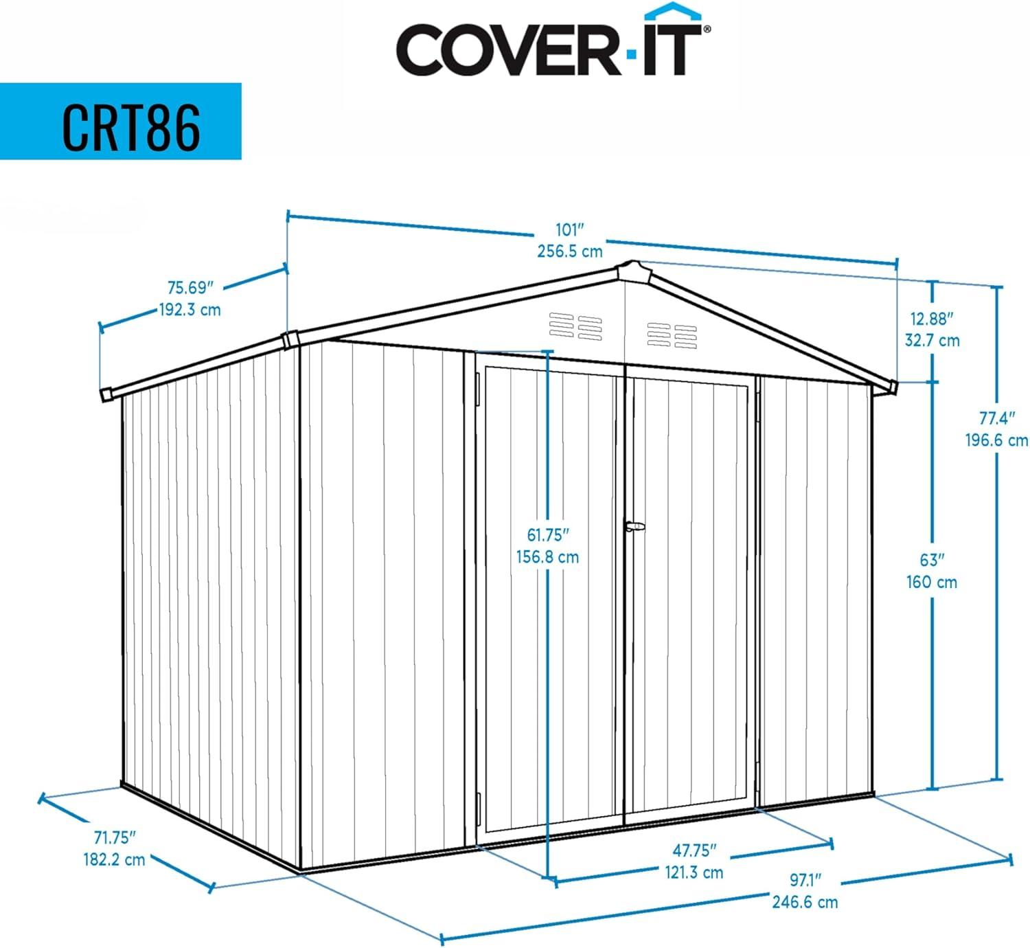 Tan 6' x 8' Galvanized Steel Outdoor Storage Shed with Lockable Doors