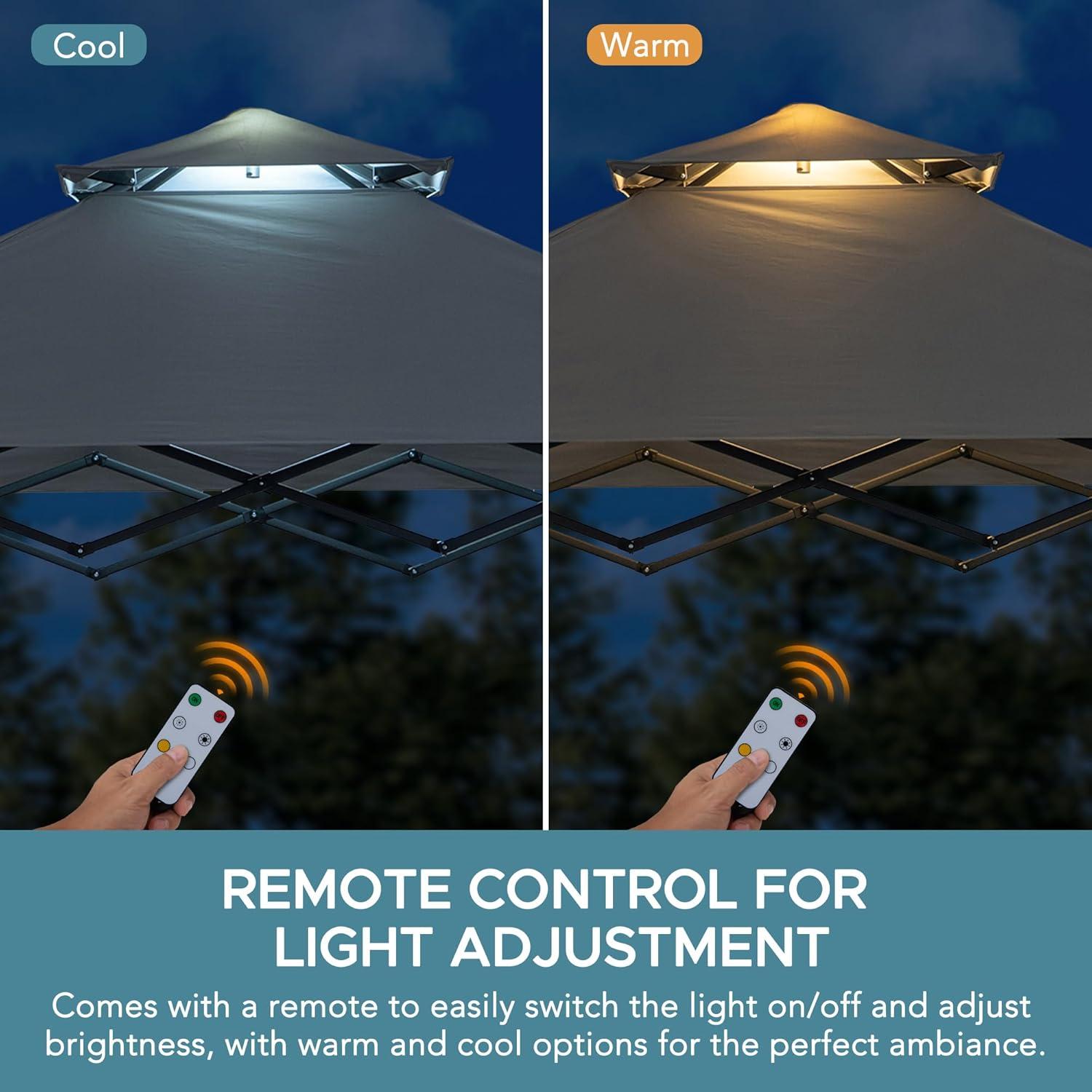 SUNJOY 8' x 5'  Pop up Grill Gazebo Double Tiered Outdoor Gazebo Standing-Height Canopy with Magnetic LED Light, Adjustable Ceiling Height, for BBQ,Picnics, Outdoor Events & Reviews | Wayfair