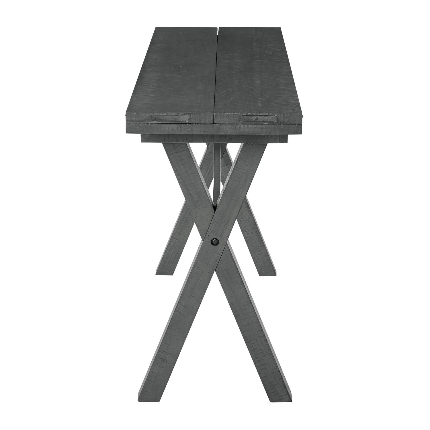 OSP Home Furnishings McKayla Flip Top Table in Distressed Washed Grey Finish