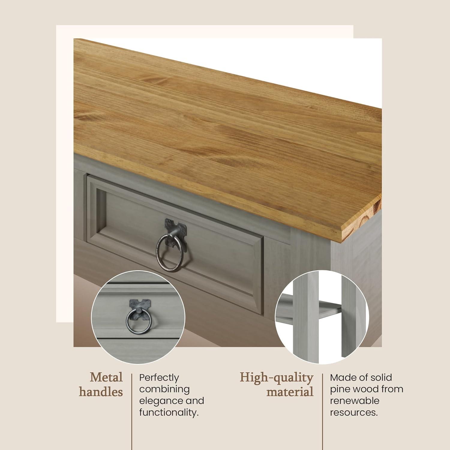Bridge Brazil Wood Hall Table Console 3 Drawers Corona | Furniture Dash - N/A Gray wash, tops in antique brown color stain. Stained
