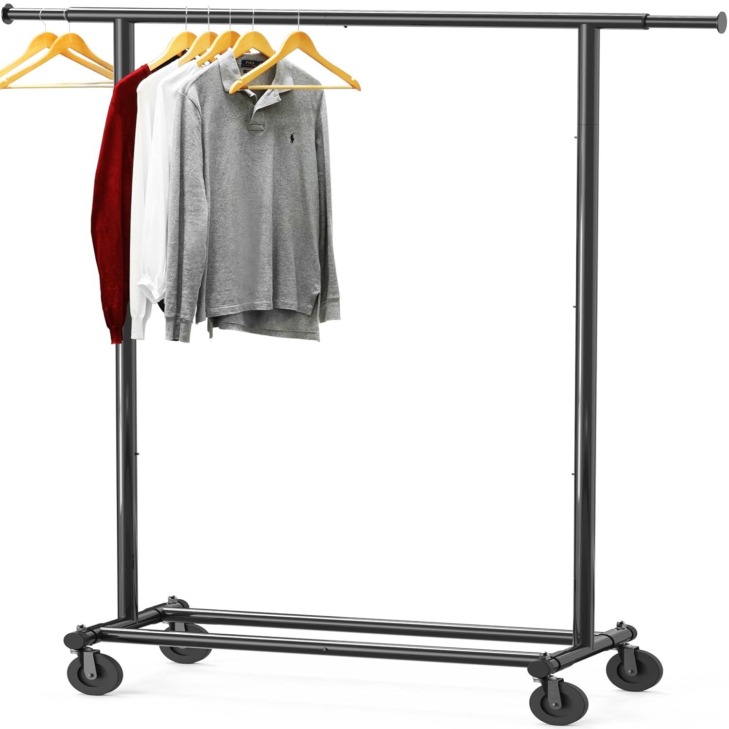 Chrome Rectangular Portable Clothing Garment Rack