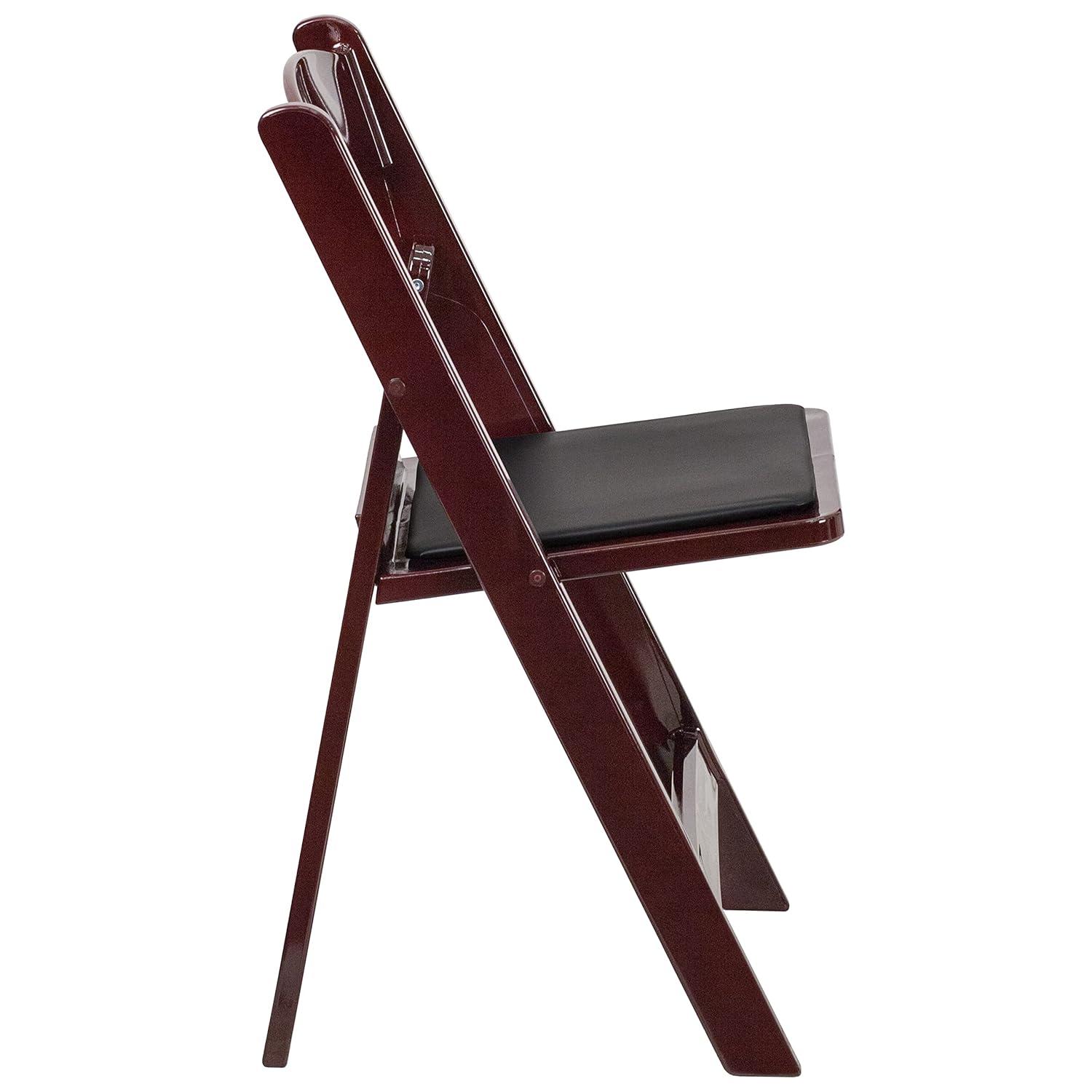 Flash Furniture Hercules Folding Chair - Red Mahogany Resin - 4 Pack 800LB Weight Capacity Comfortable Event Chair - Light Weight Folding Chair