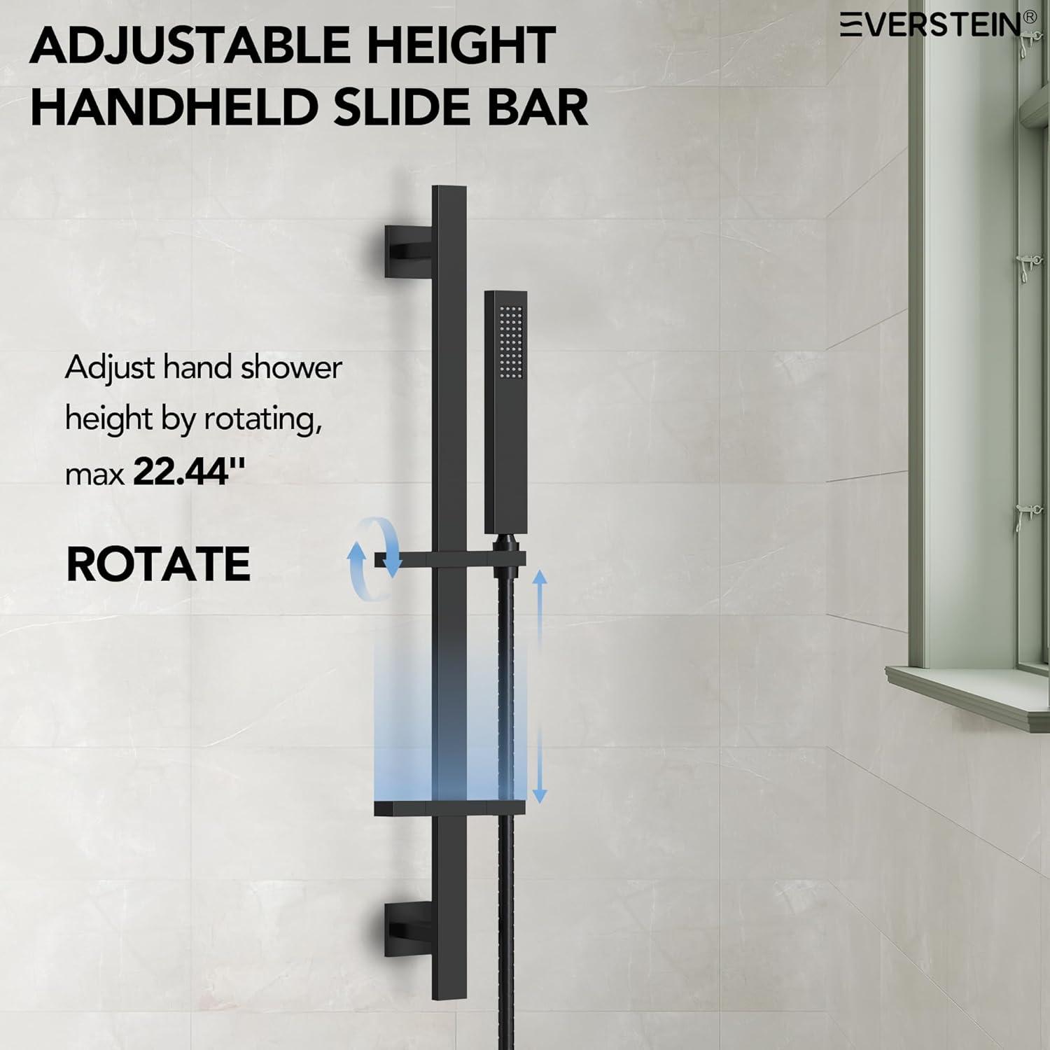 DualJetSpa 15-Spray Patterns 16" & 6" Dual Shower Head, Shower FaucetSystem with Thermostatic Rough-in Valve and Body Jets
