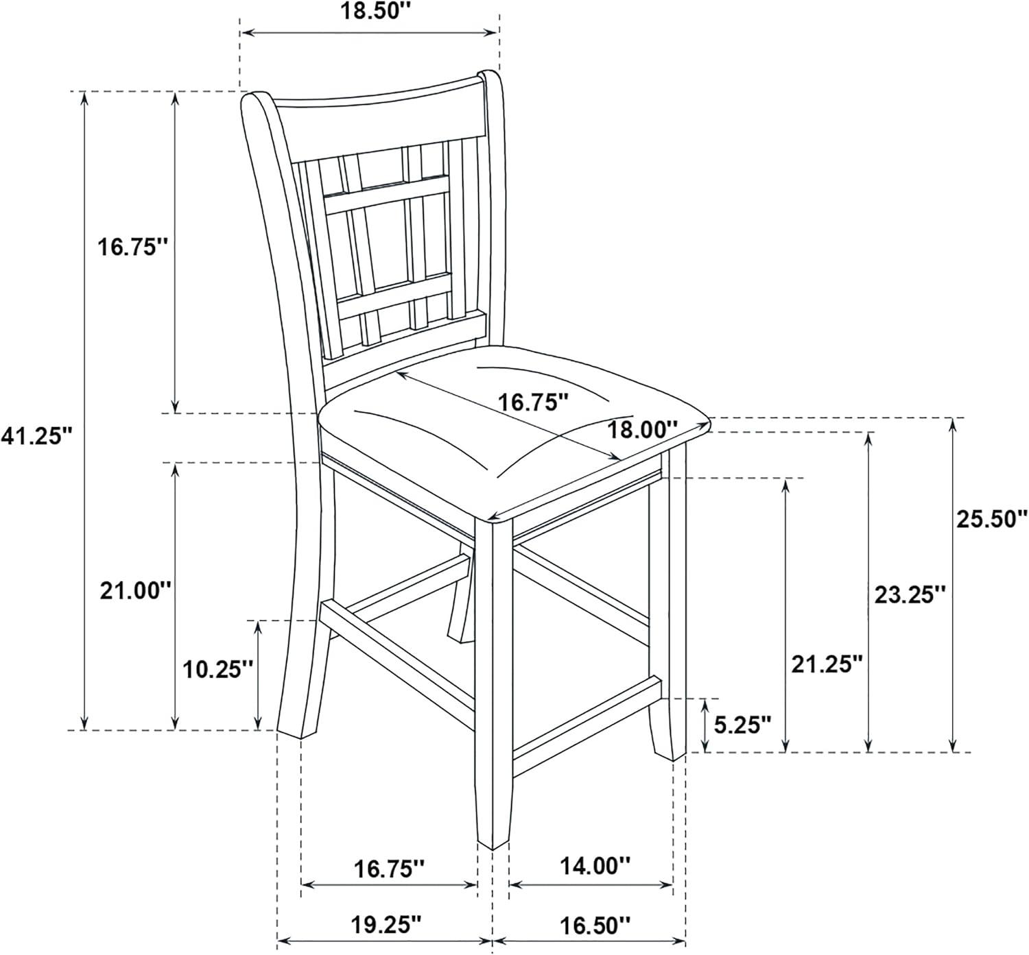 Espresso Oak Veneer Counter Height Dining Set with Black Fabric Chairs