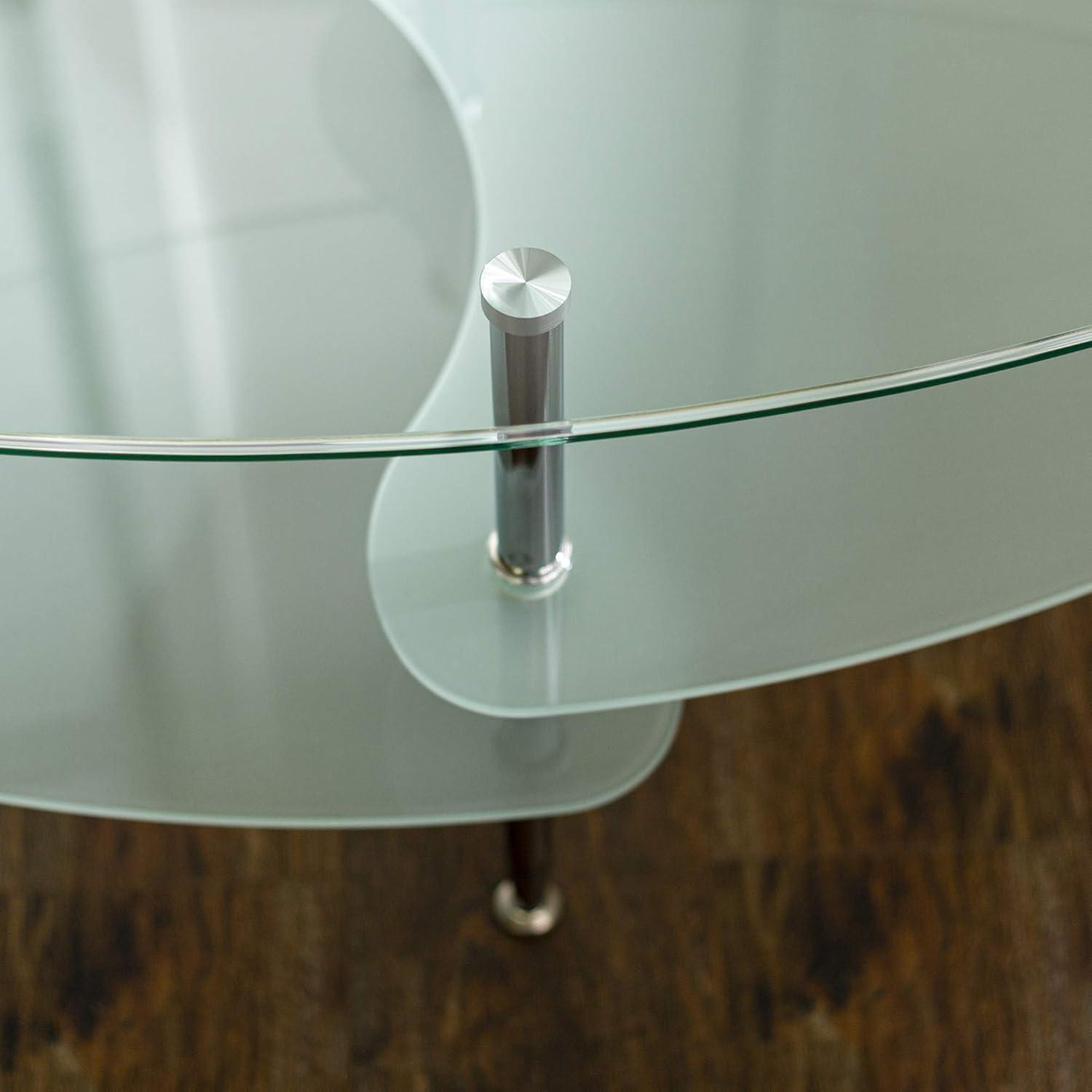 Walker Edison Mid-Century Modern Oval Glass Coffee Table