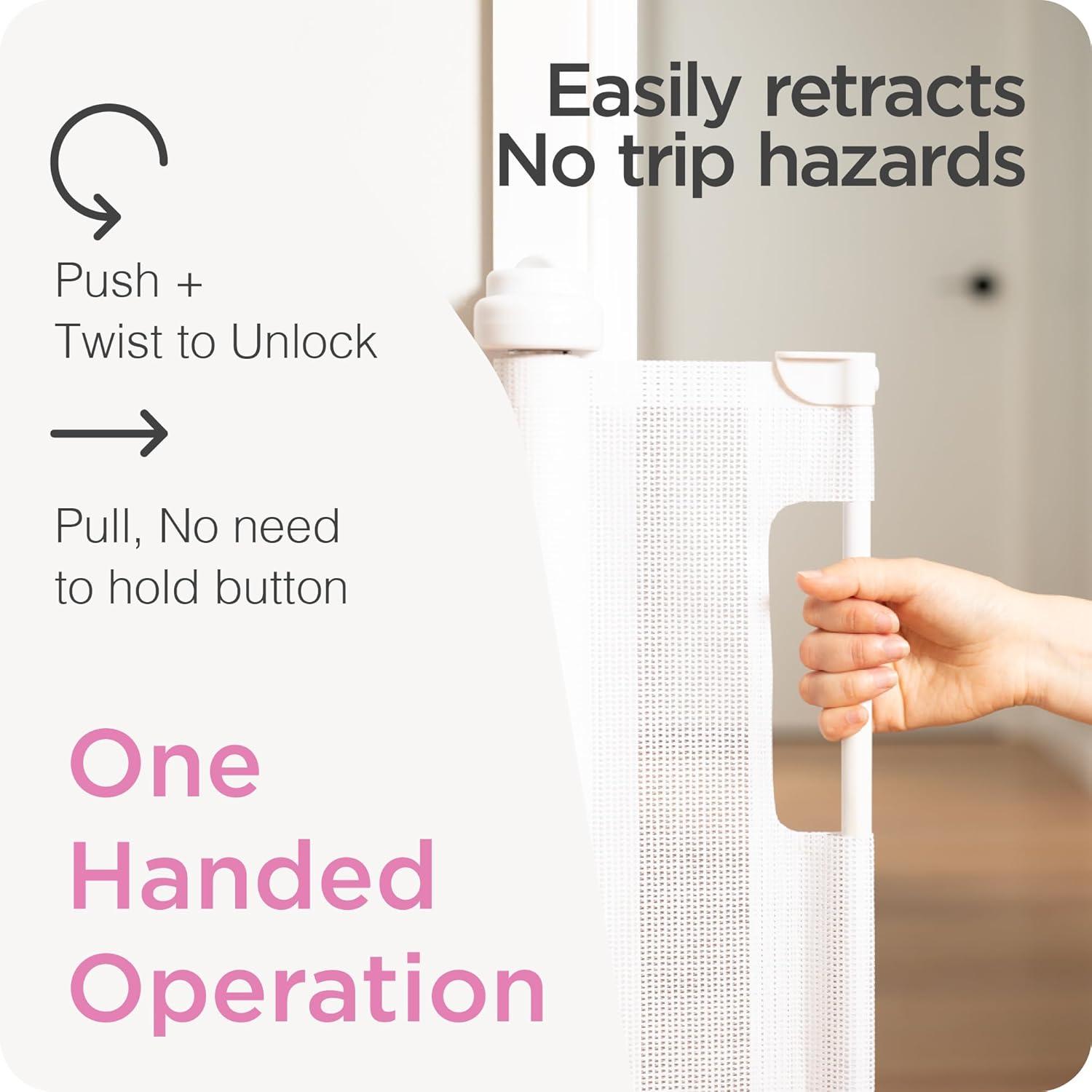 Perma Child Safety 71" Wide x 41" Tall Retractable Baby Gate - 3122 - White