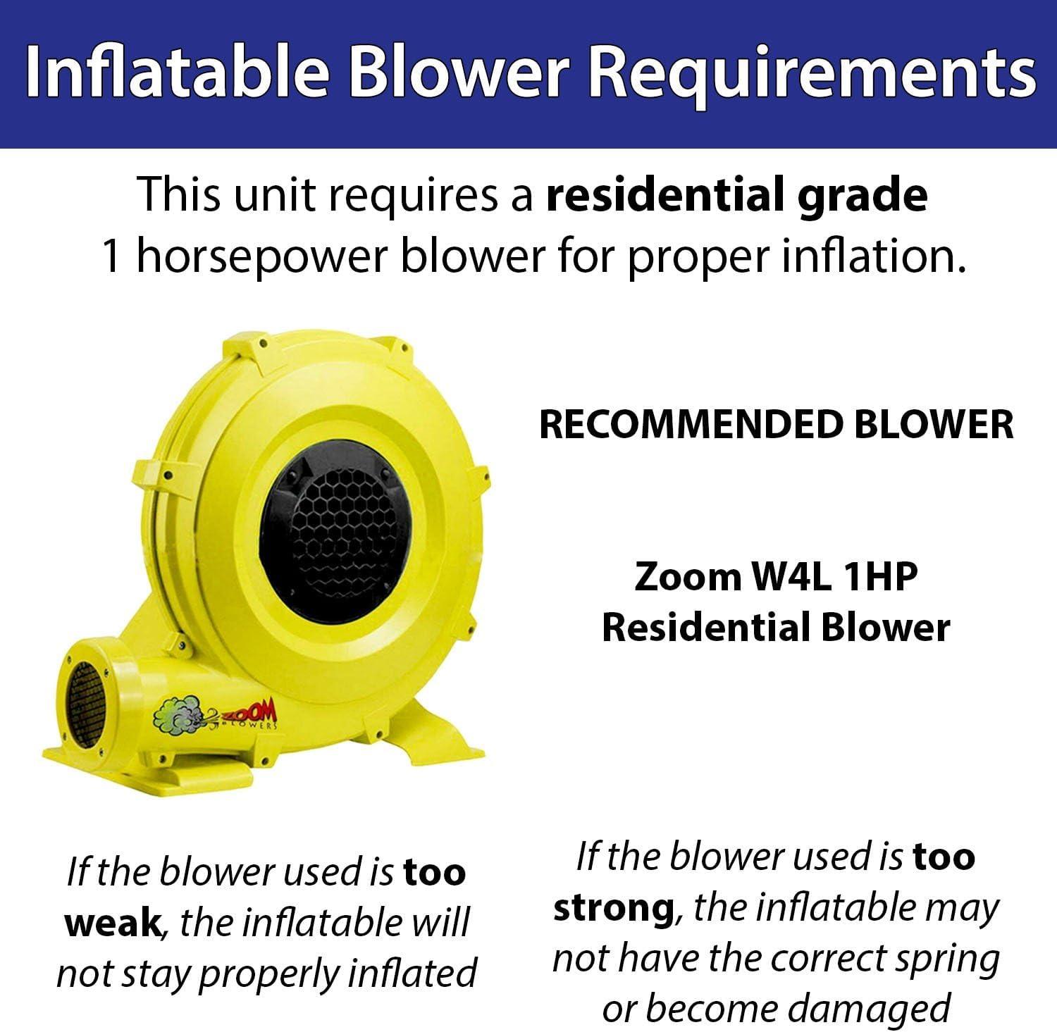 Pogo Bounce House Crossover Kids Inflatable Water Slide, Blue Wave with Blower, 12 ft