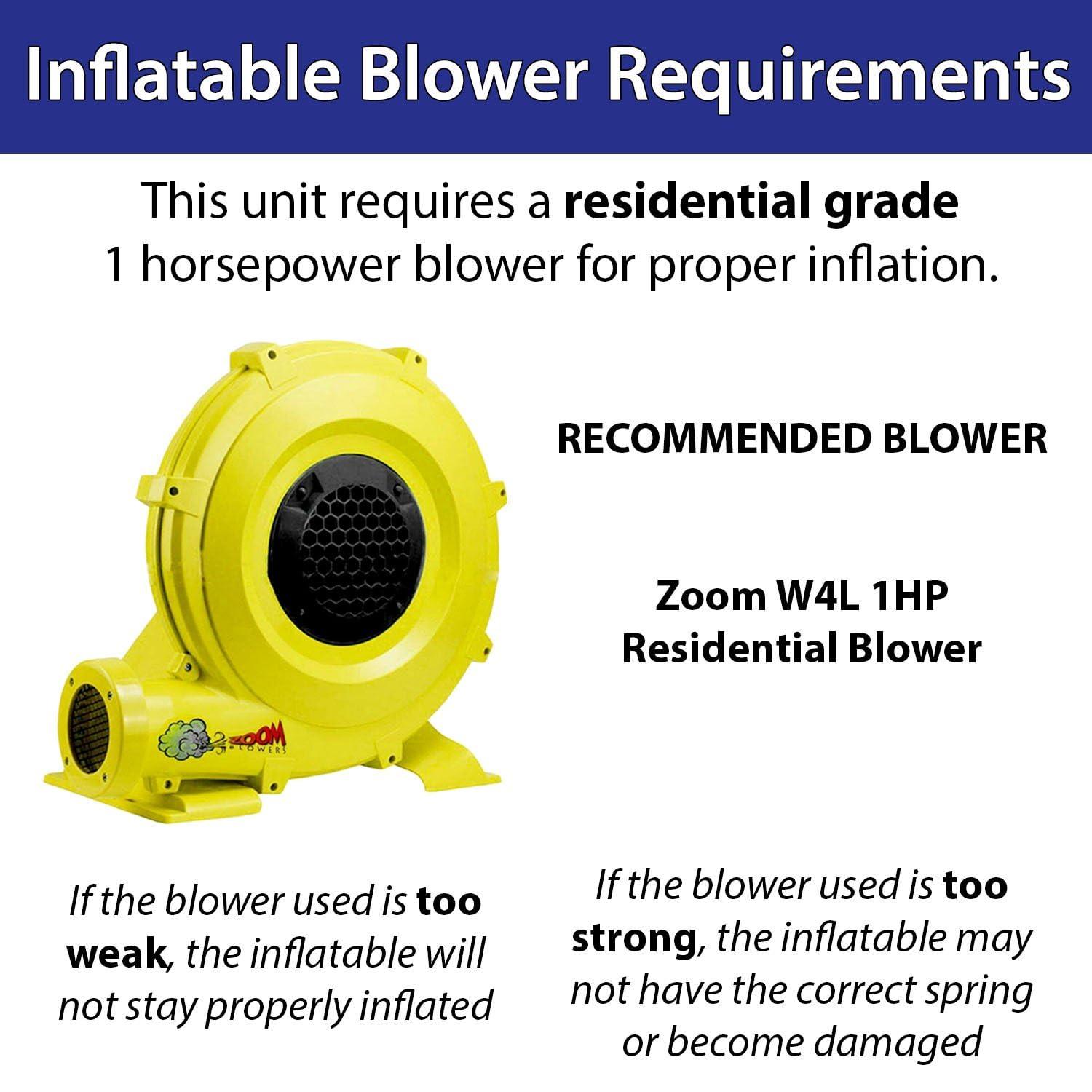 Pogo Bounce House Crossover Kids Inflatable Water Slide, Blue Wave with Blower, 12 ft