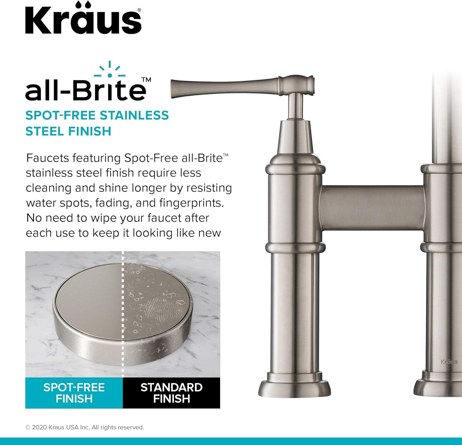 Kraus Allyn Transitional Bridge Kitchen Faucet and Water Filter Faucet Combo