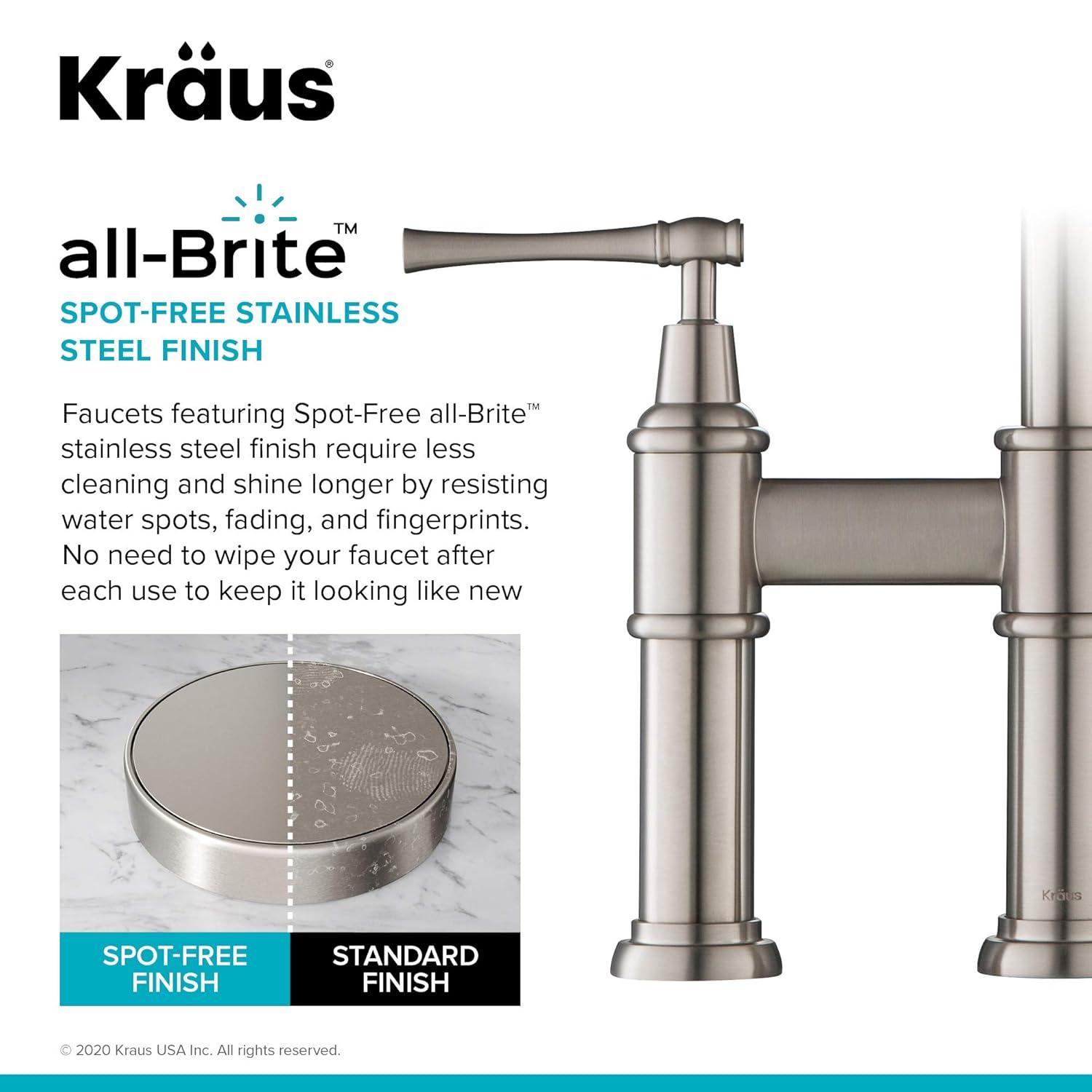 Kraus Allyn Transitional Bridge Kitchen Faucet and Water Filter Faucet Combo