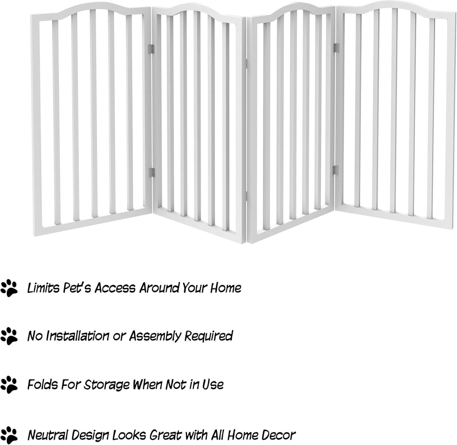 Indoor Pet Gate - 4-Panel Folding Dog Gate for Stairs or Doorways - 72x32-Inch Tall Freestanding Pet Fence for Cats and Dogs by PETMAKER (White)