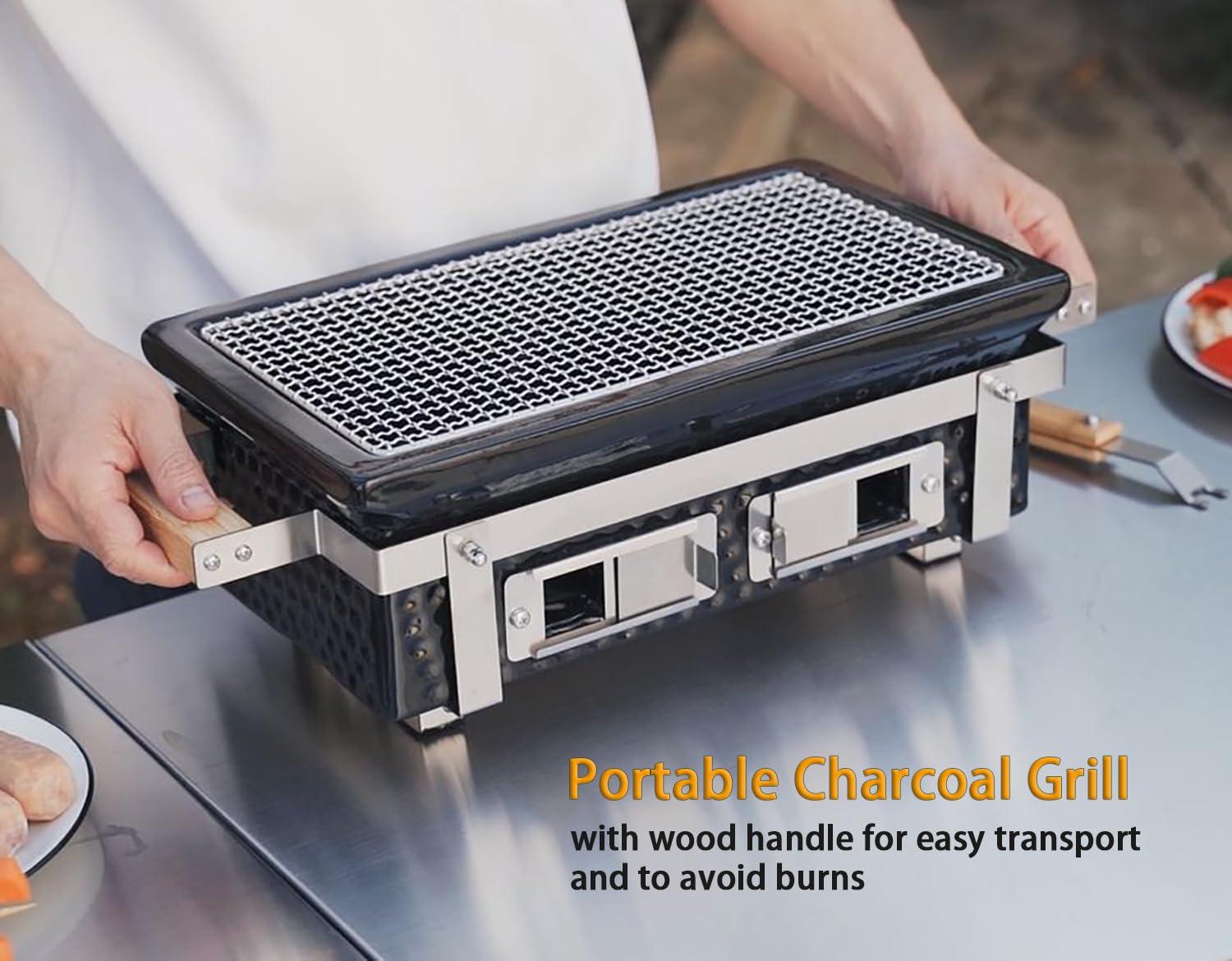 Square16''Charcoal BBQ Grill Hibachi Grill